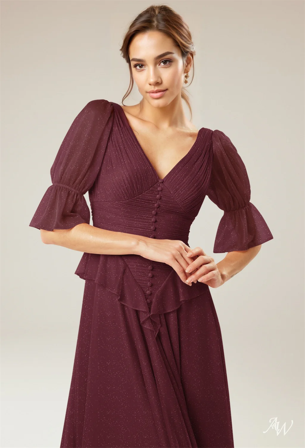 A-line Glitter Mesh DRESS