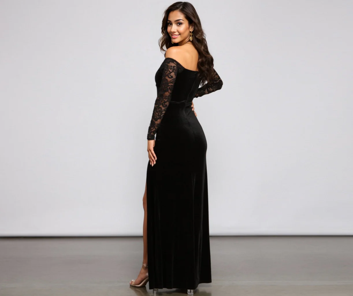Formal Velvet And Lace Mermaid Dress