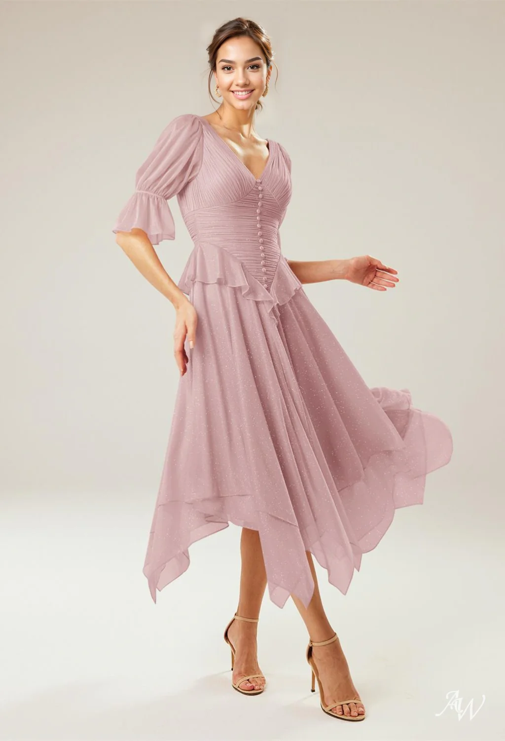 A-line Glitter Mesh DRESS