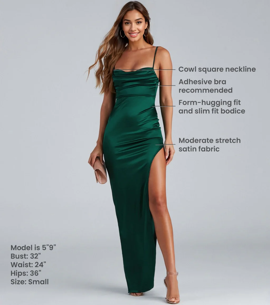 Lola High Slit Satin Dress