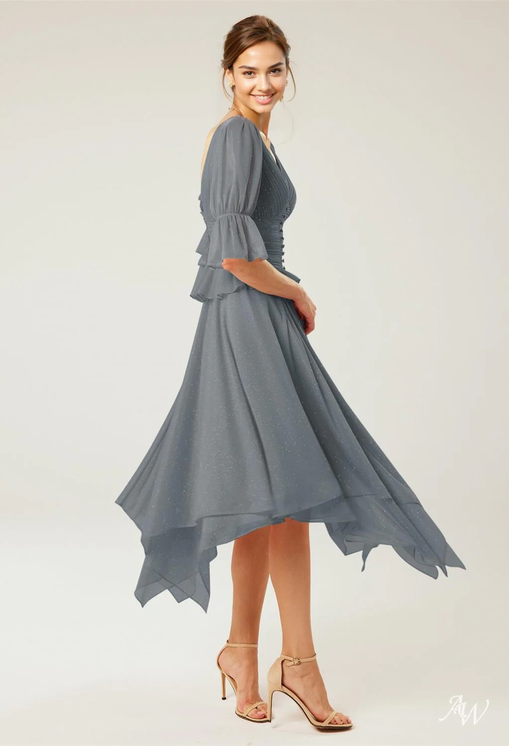 A-line Glitter Mesh DRESS