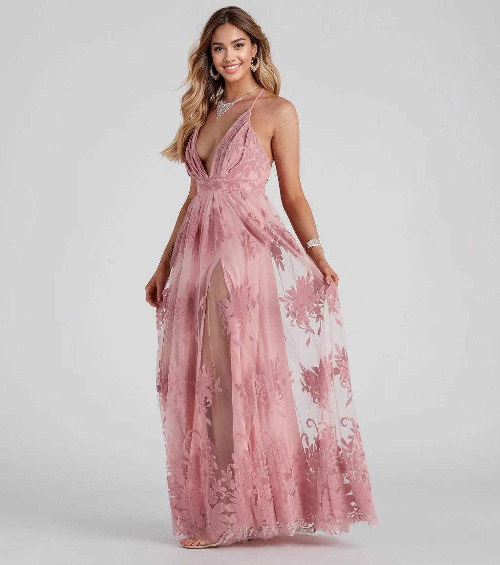 Formal Flocked Velvet Dress