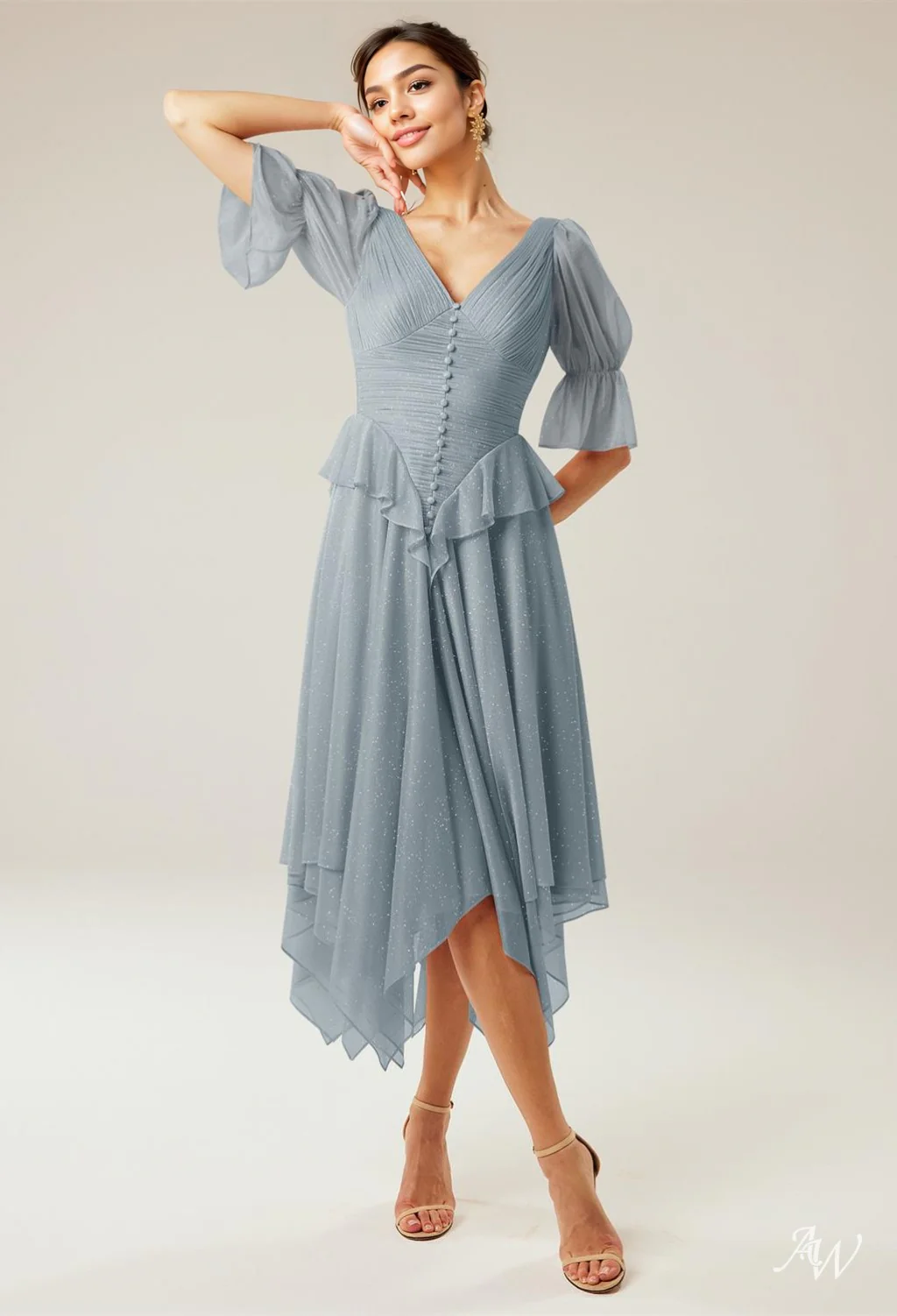 A-line Glitter Mesh DRESS