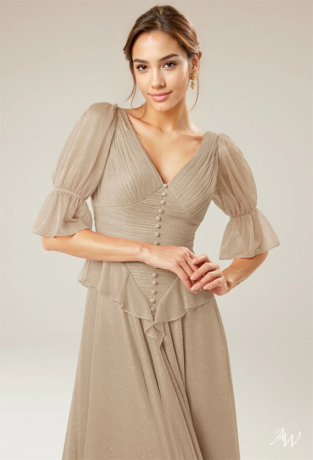 A-line Glitter Mesh DRESS