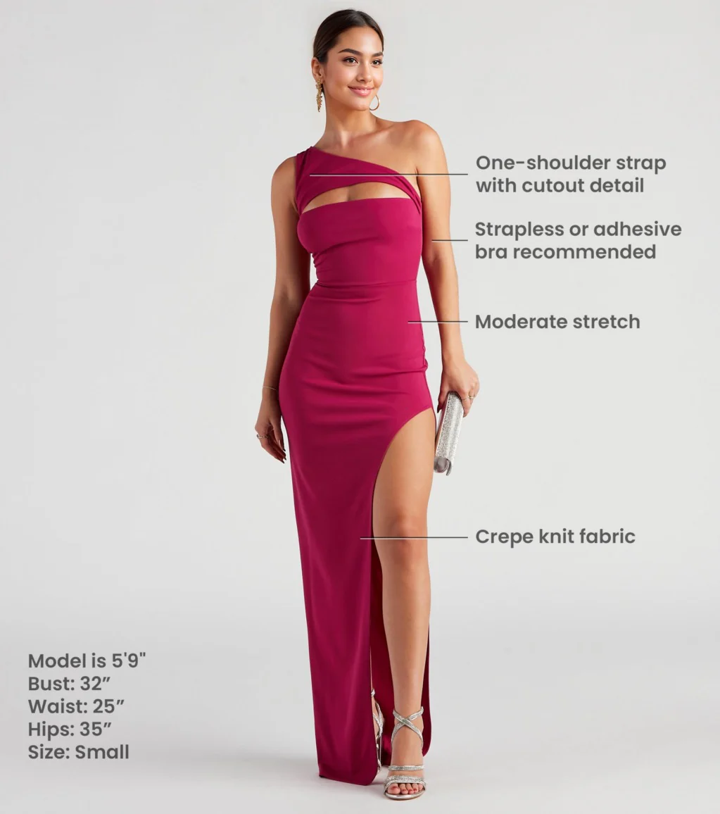 One-Shoulder Cutout Slit Formal Dress