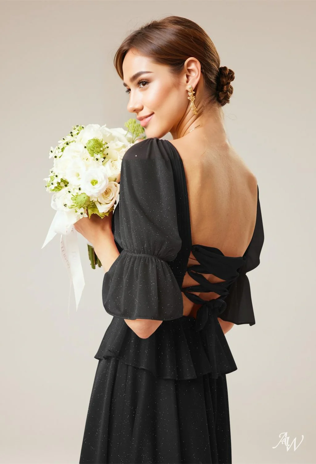 A-line Glitter Mesh DRESS