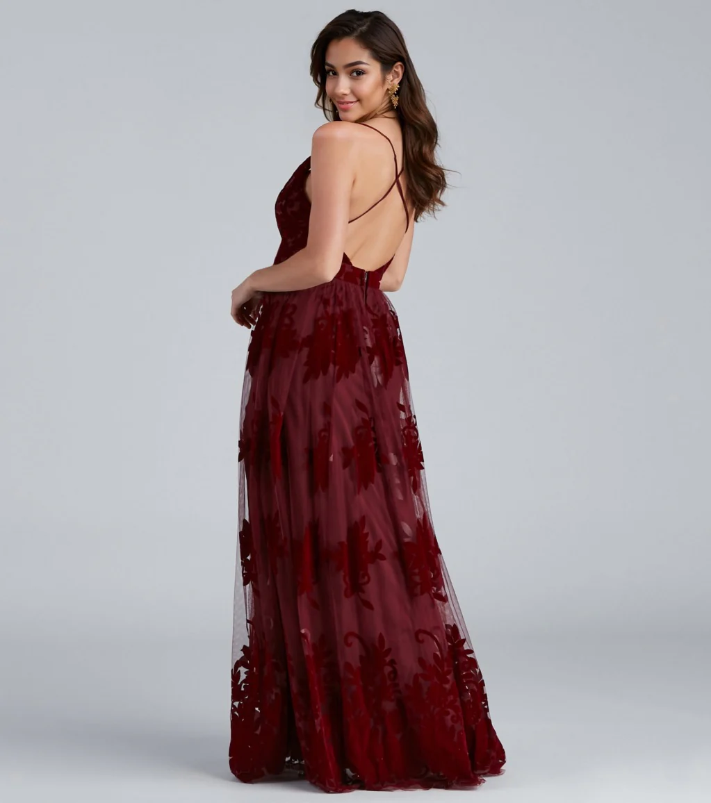 Formal Flocked Velvet Dress
