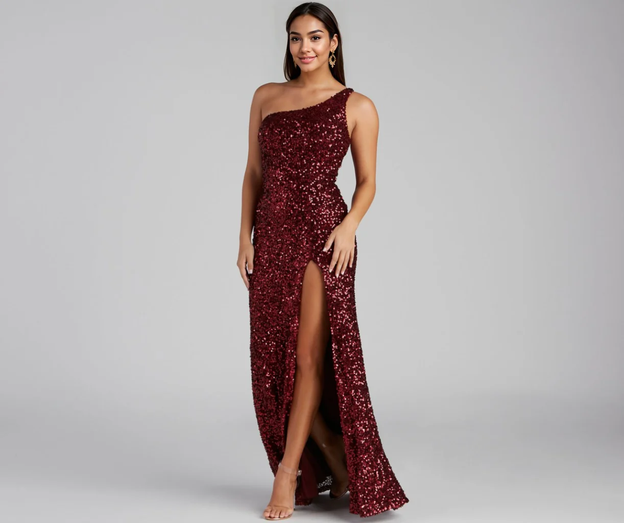 Formal One-Shoulder Sequin Dress