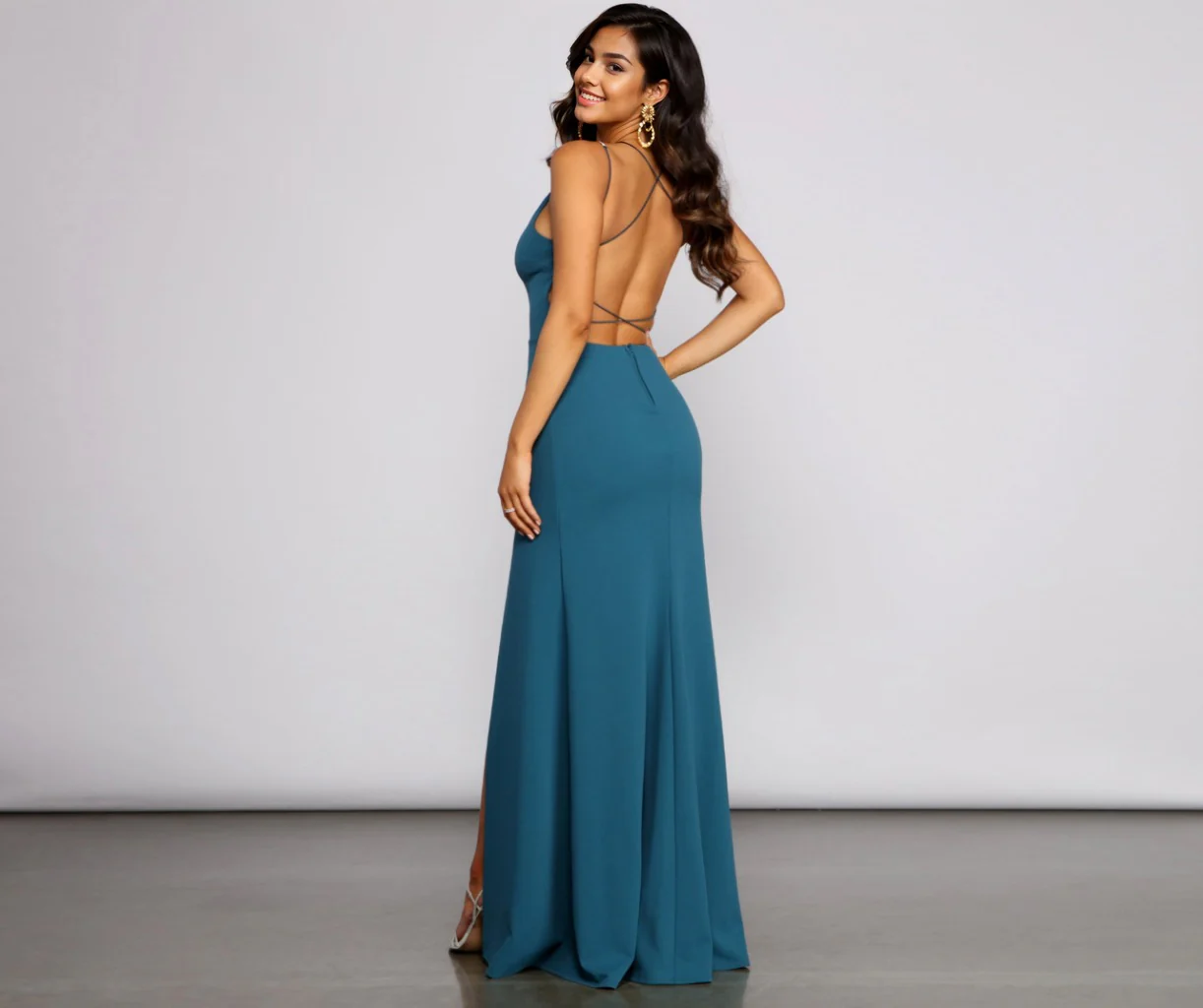 Lace-Up Back Formal Dress
