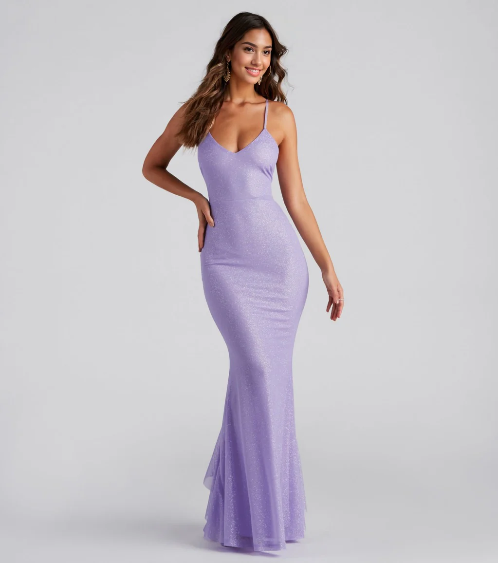 Formal Glitter Ruffled Dress