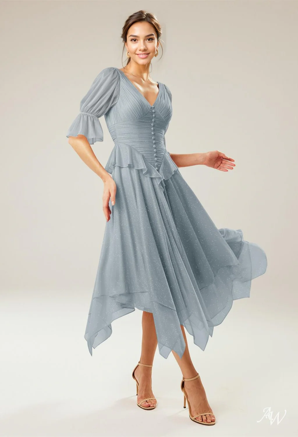 A-line Glitter Mesh DRESS