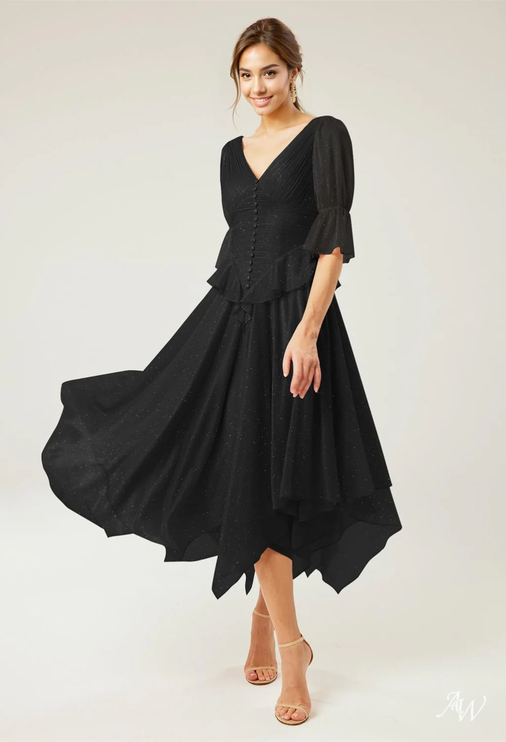 A-line Glitter Mesh DRESS