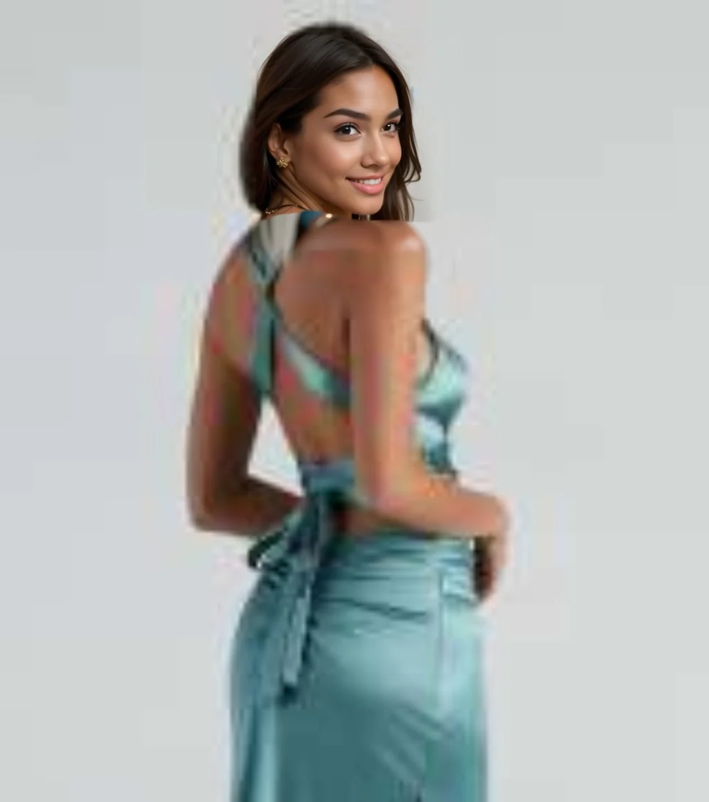 Formal Satin Open Back Dress