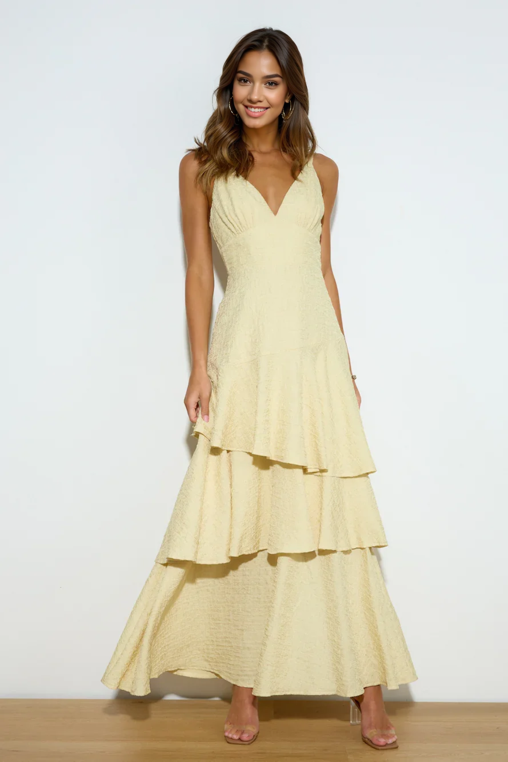 Red Carpet Entrance Maxi Dress Lemon
