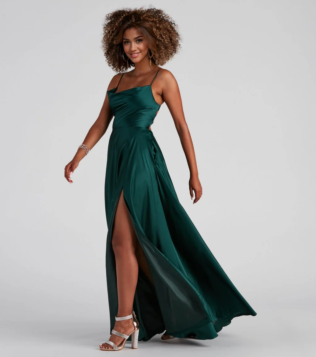 Formal Satin Lace-Up Dress