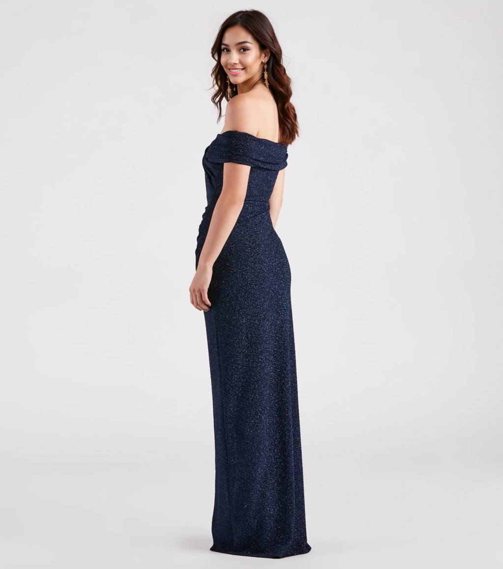 Formal Glitter Wrap Dress