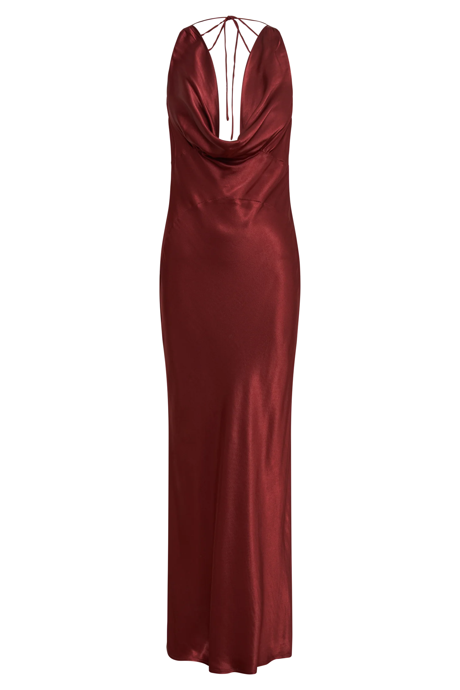 Angelique Satin Cowl Back Maxi Dress - Berry