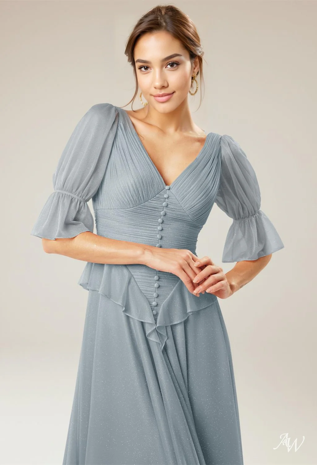 A-line Glitter Mesh DRESS