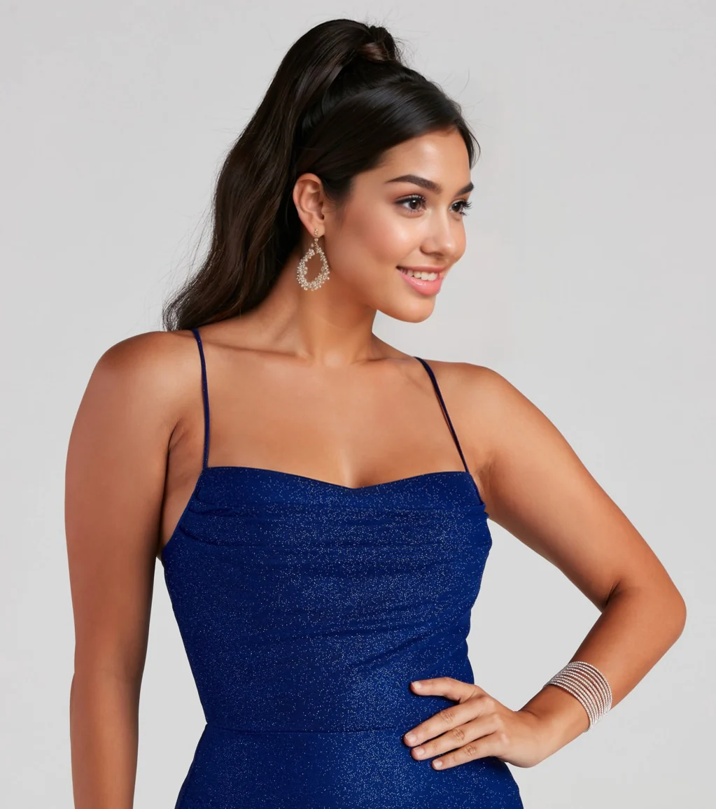 Glitter Mesh Formal Dress