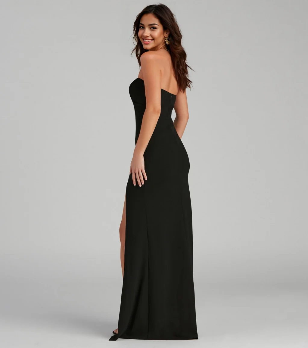 Strapless High Slit Formal Dress