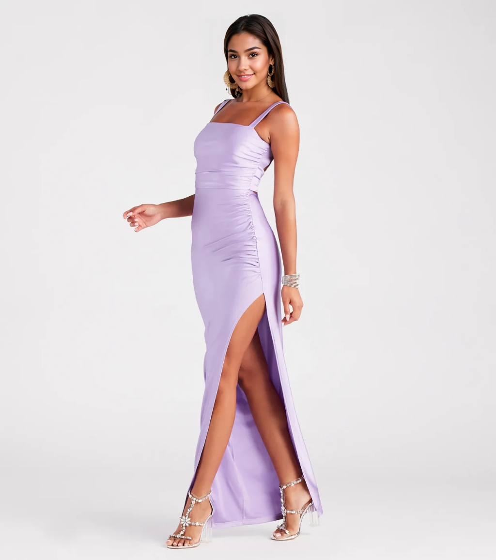 Backless High Slit Slim-Fit Formal Dress