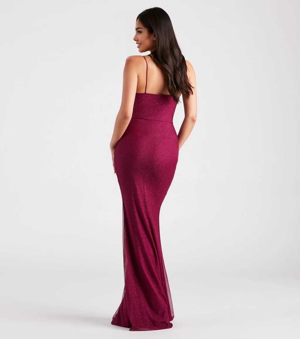 Glitter Mesh Formal Dress