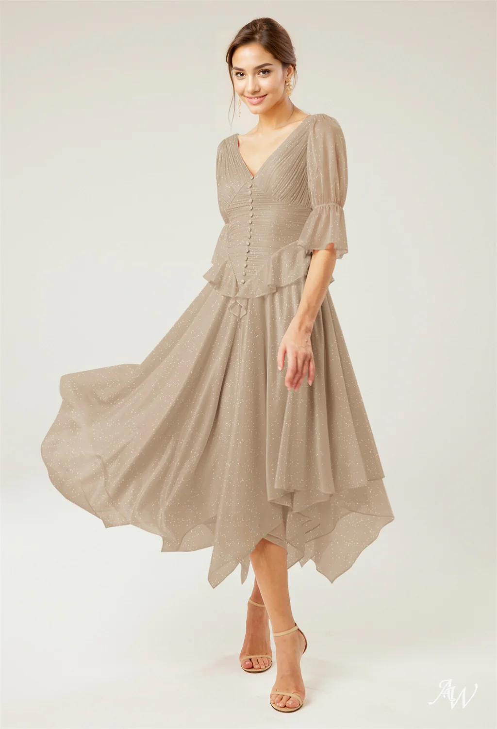 A-line Glitter Mesh DRESS