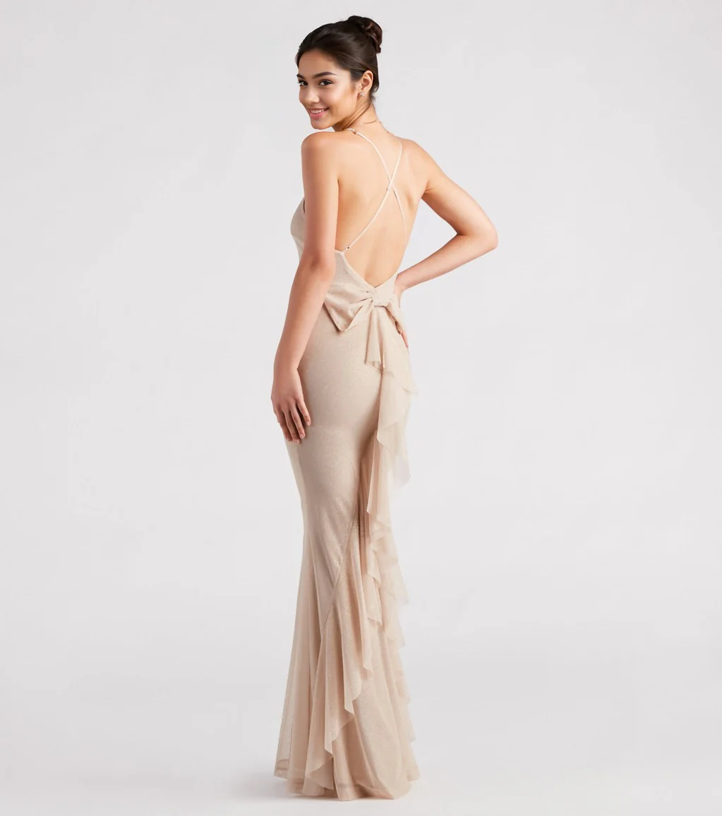 Formal Glitter Ruffled Dress