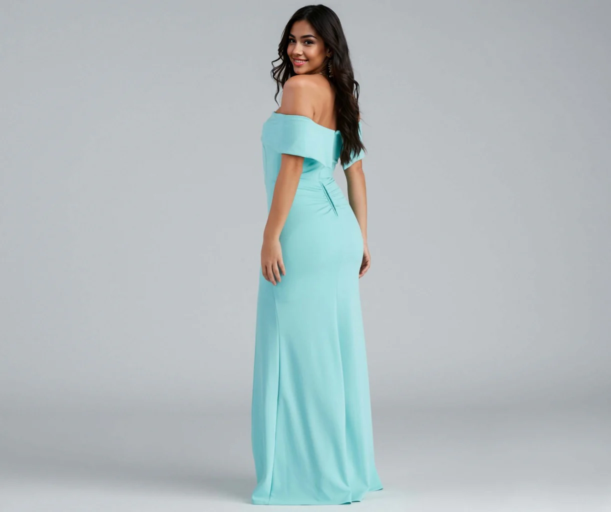 Off Shoulder Front Slit Dress