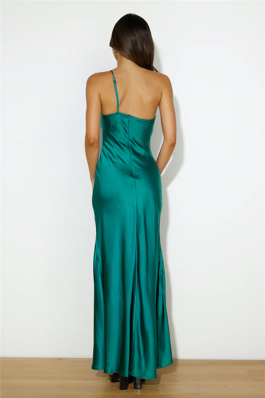 Silk Statement Satin Maxi Dress Teal