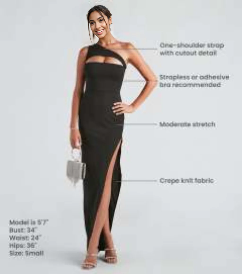One-Shoulder Cutout Slit Formal Dress