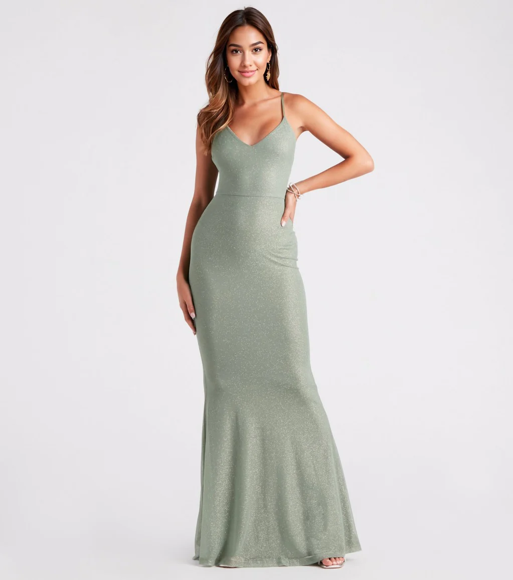 Formal Glitter Ruffled Dress