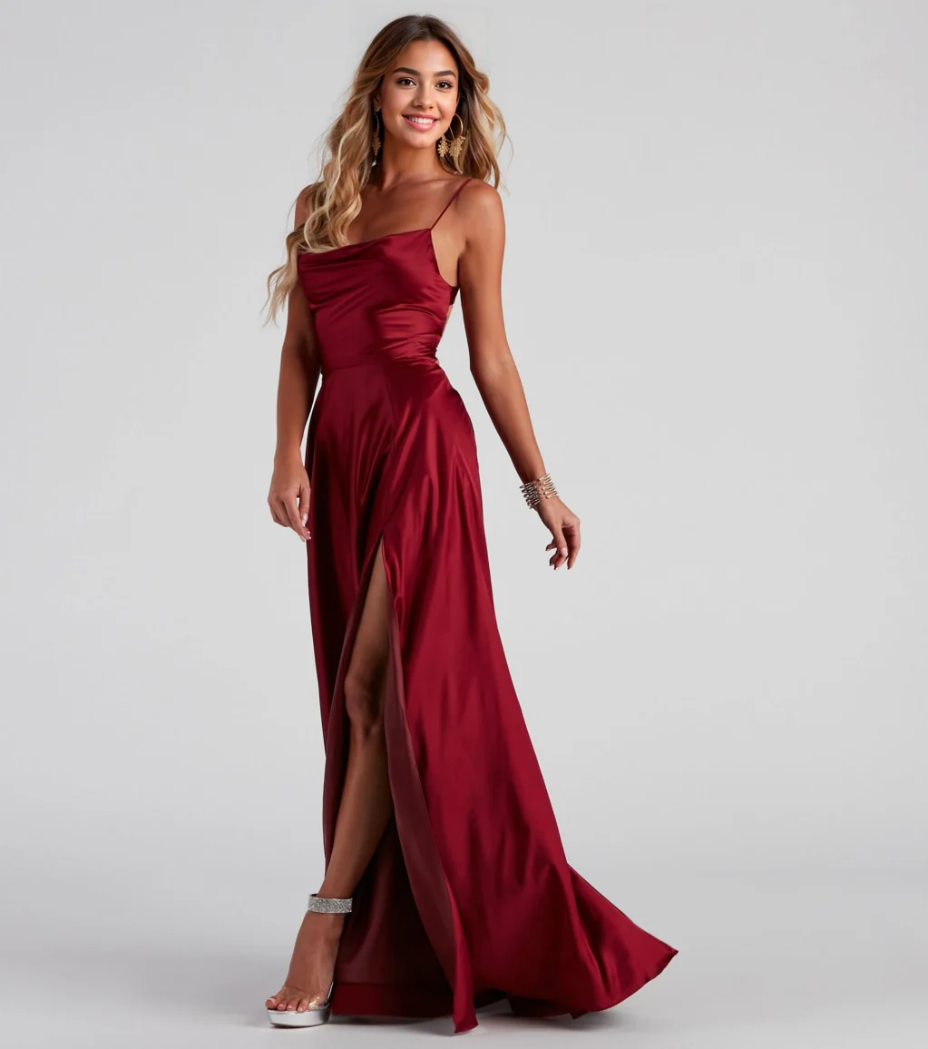 Formal Satin Lace-Up Dress