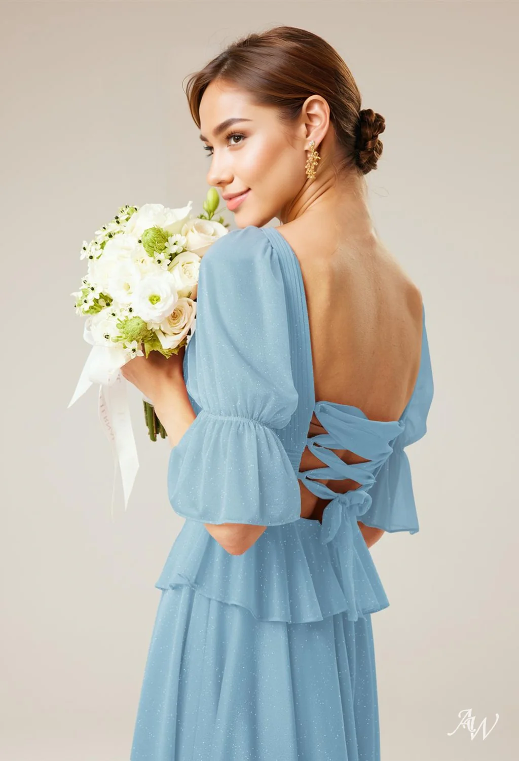 A-line Glitter Mesh DRESS