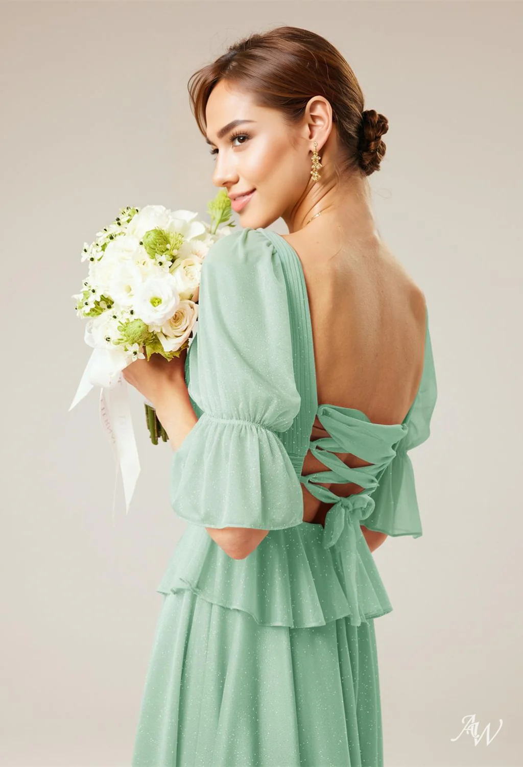 A-line Glitter Mesh DRESS