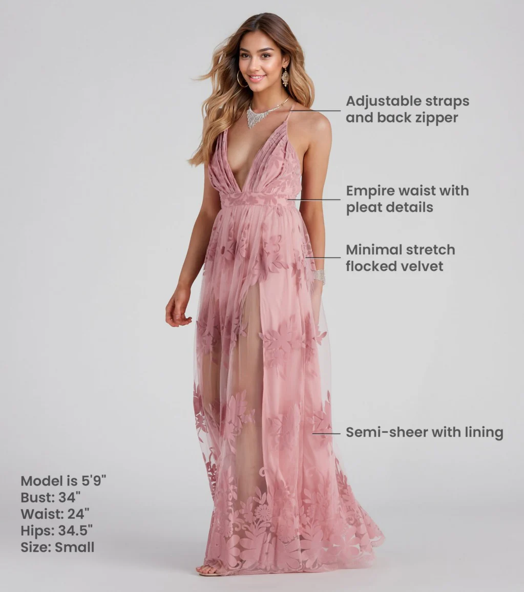 Formal Flocked Velvet Dress