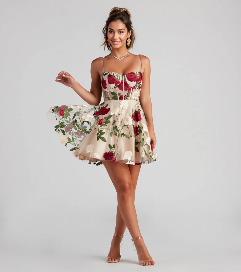 Floral Bustier Party Dress