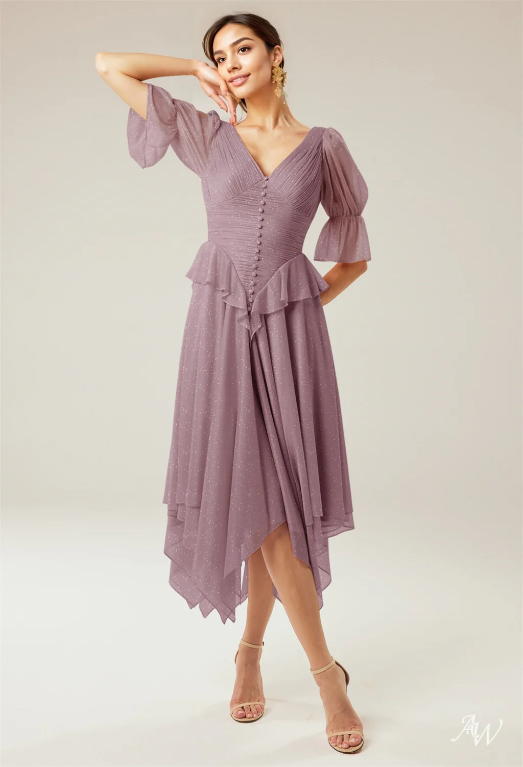 A-line Glitter Mesh DRESS