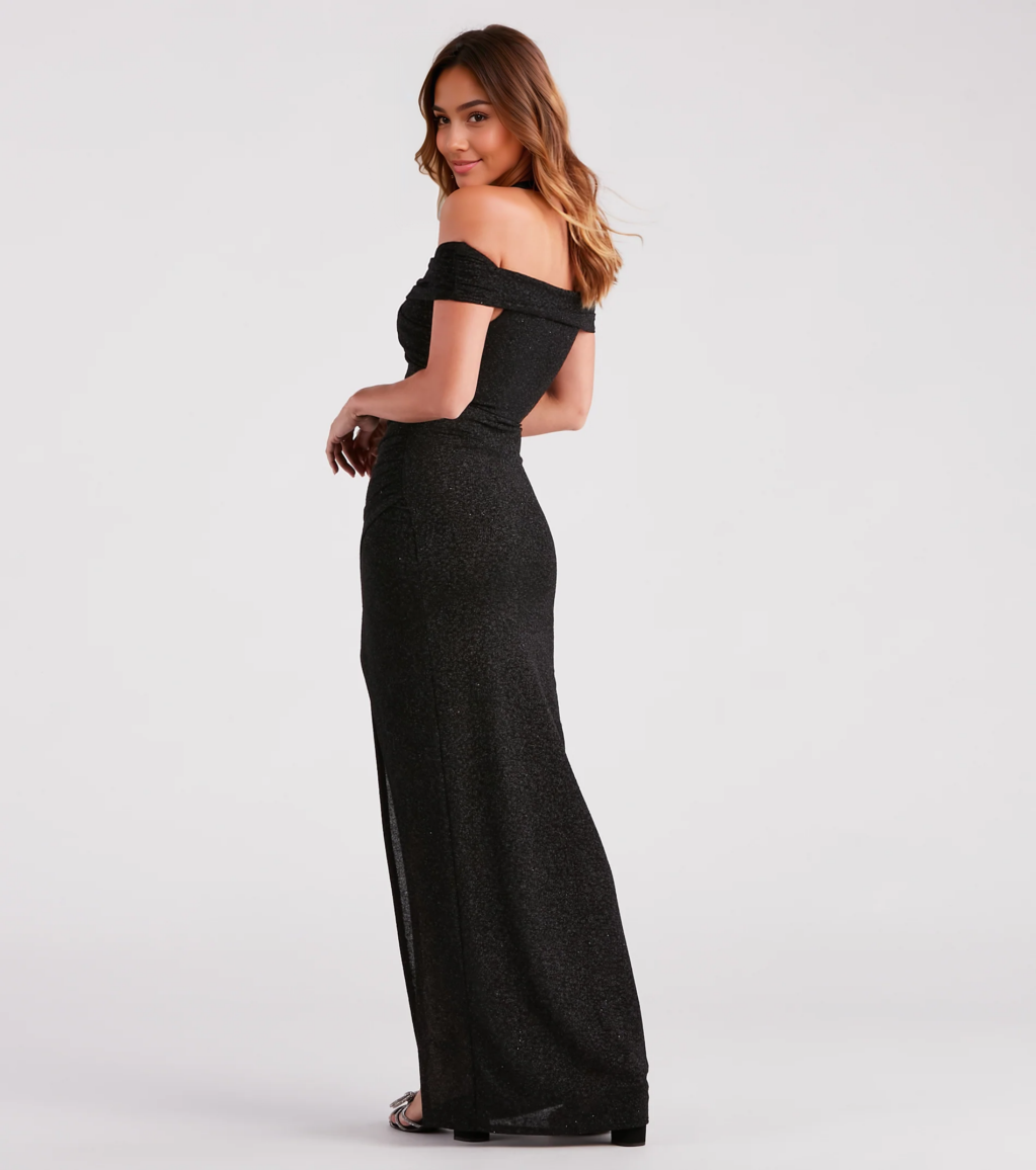 Formal Glitter Wrap Dress