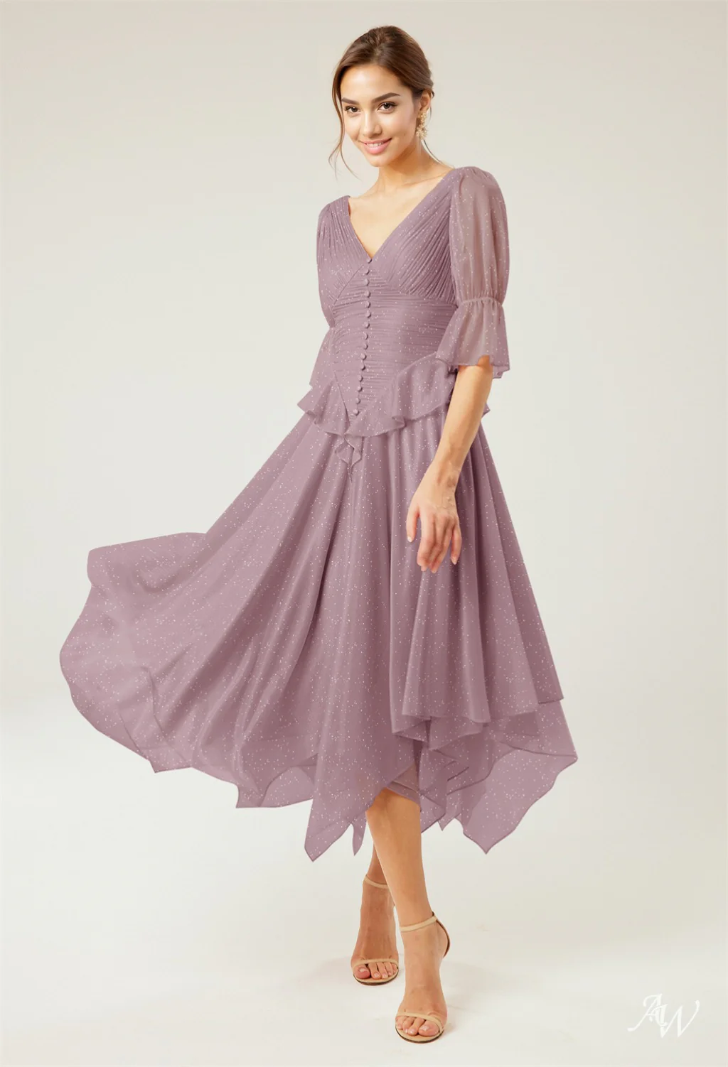 A-line Glitter Mesh DRESS