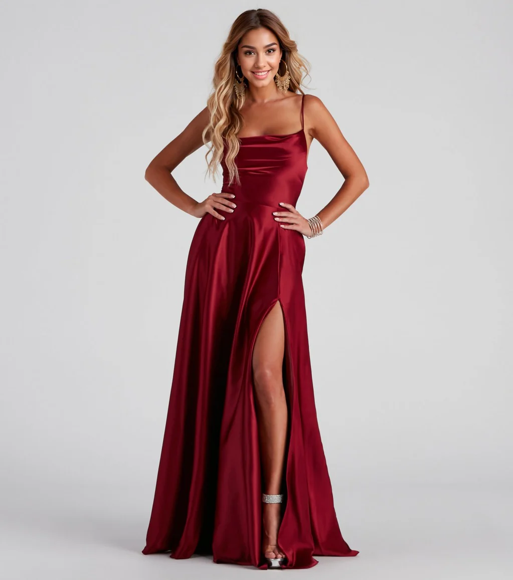 Formal Satin Lace-Up Dress