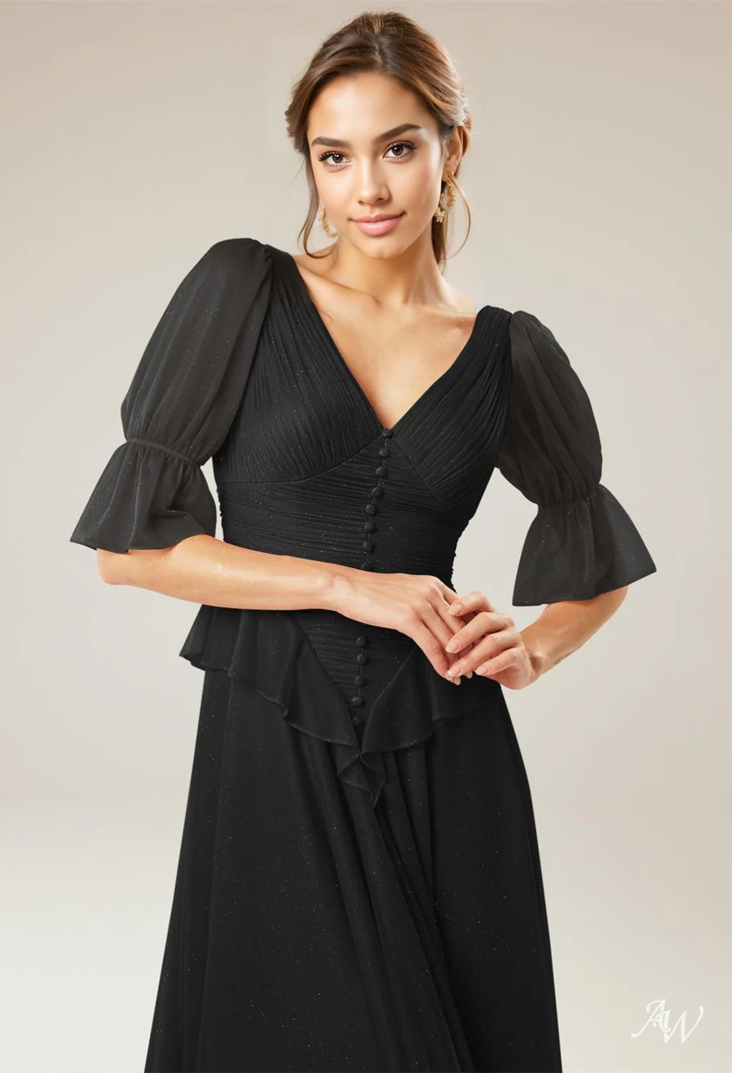 A-line Glitter Mesh DRESS