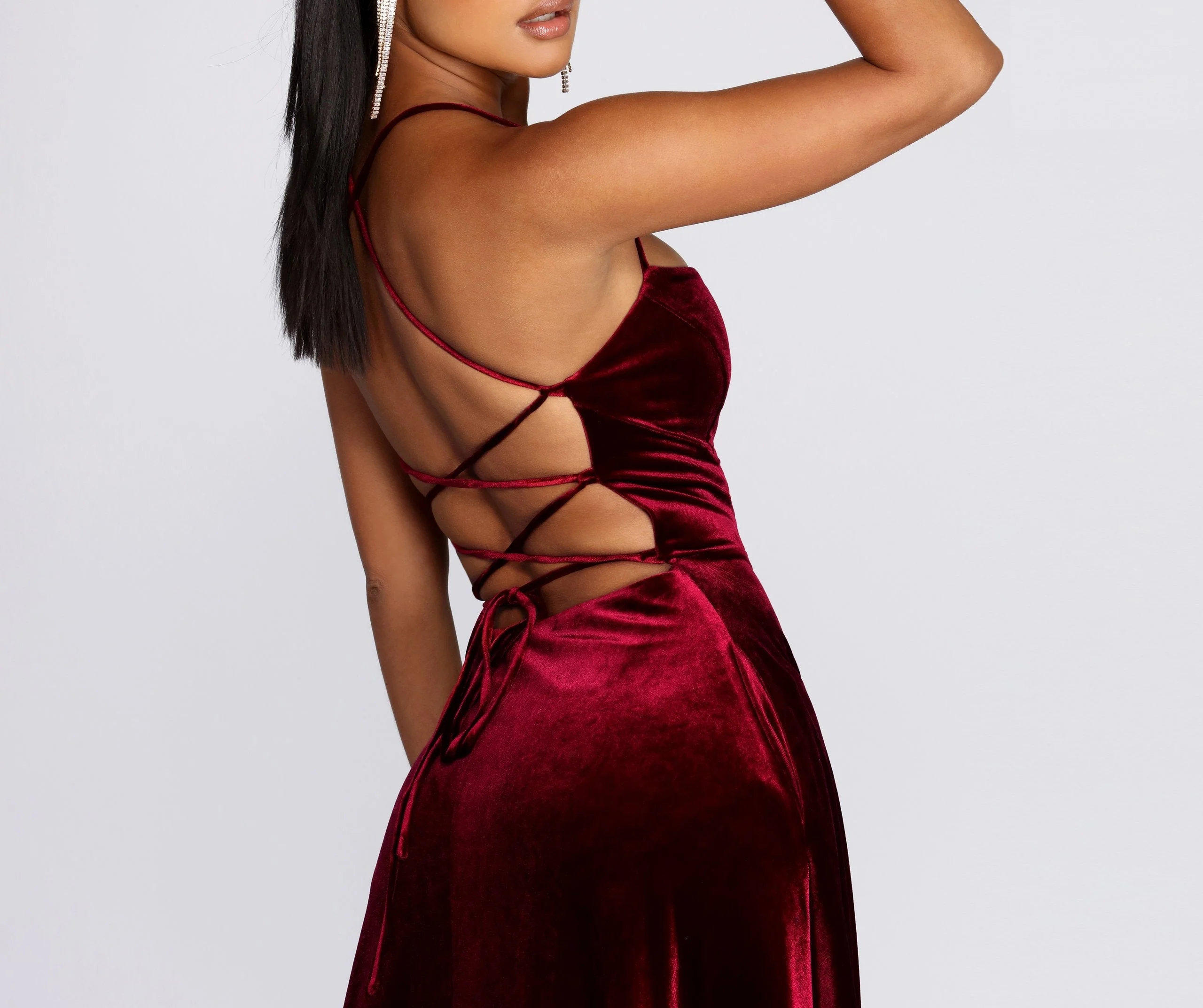 Lace Up Evening Gown