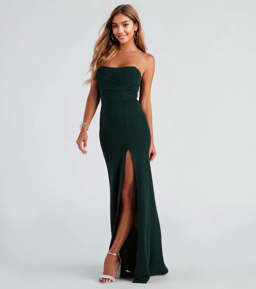 Strapless High Slit Formal Dress