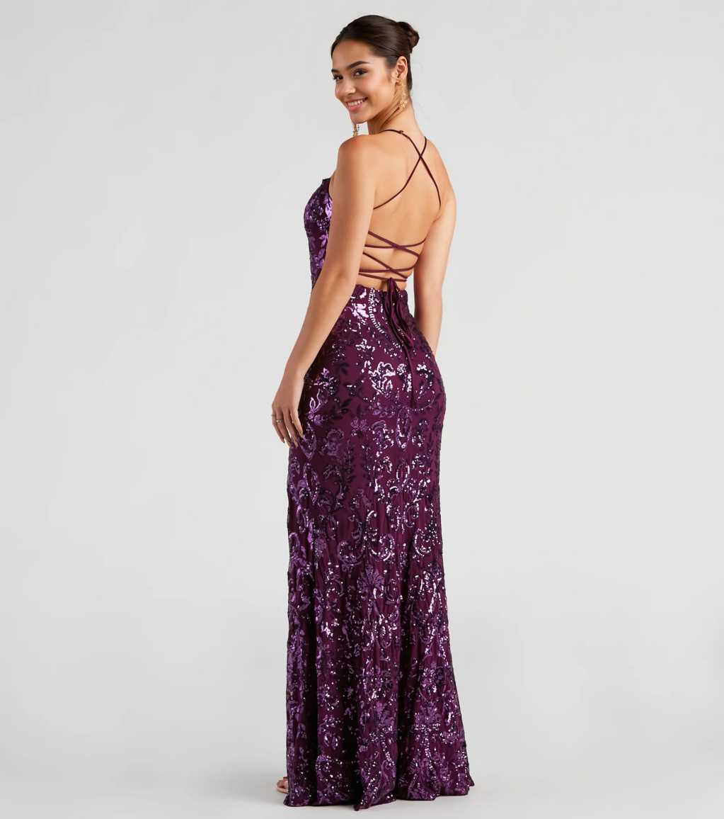 Lana Sequin Mesh Formal Dress