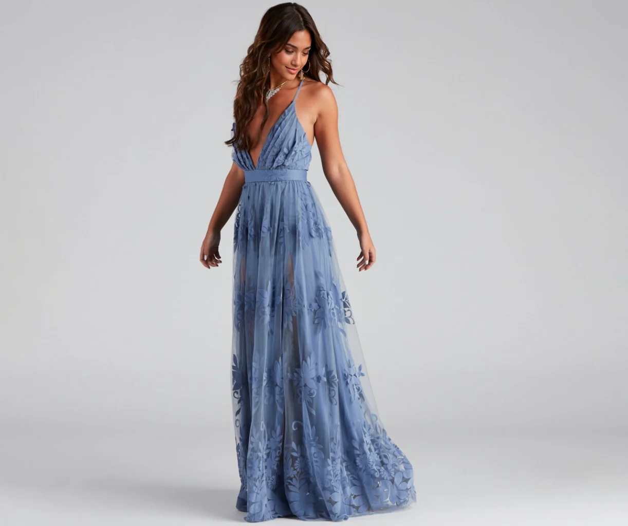 Formal Flocked Velvet Dress