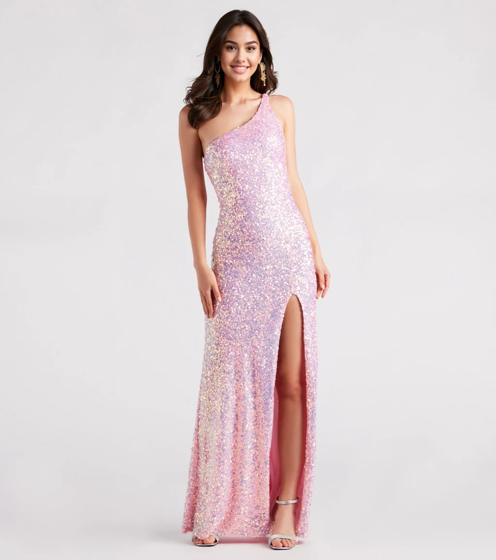 Formal One-Shoulder Sequin Dress