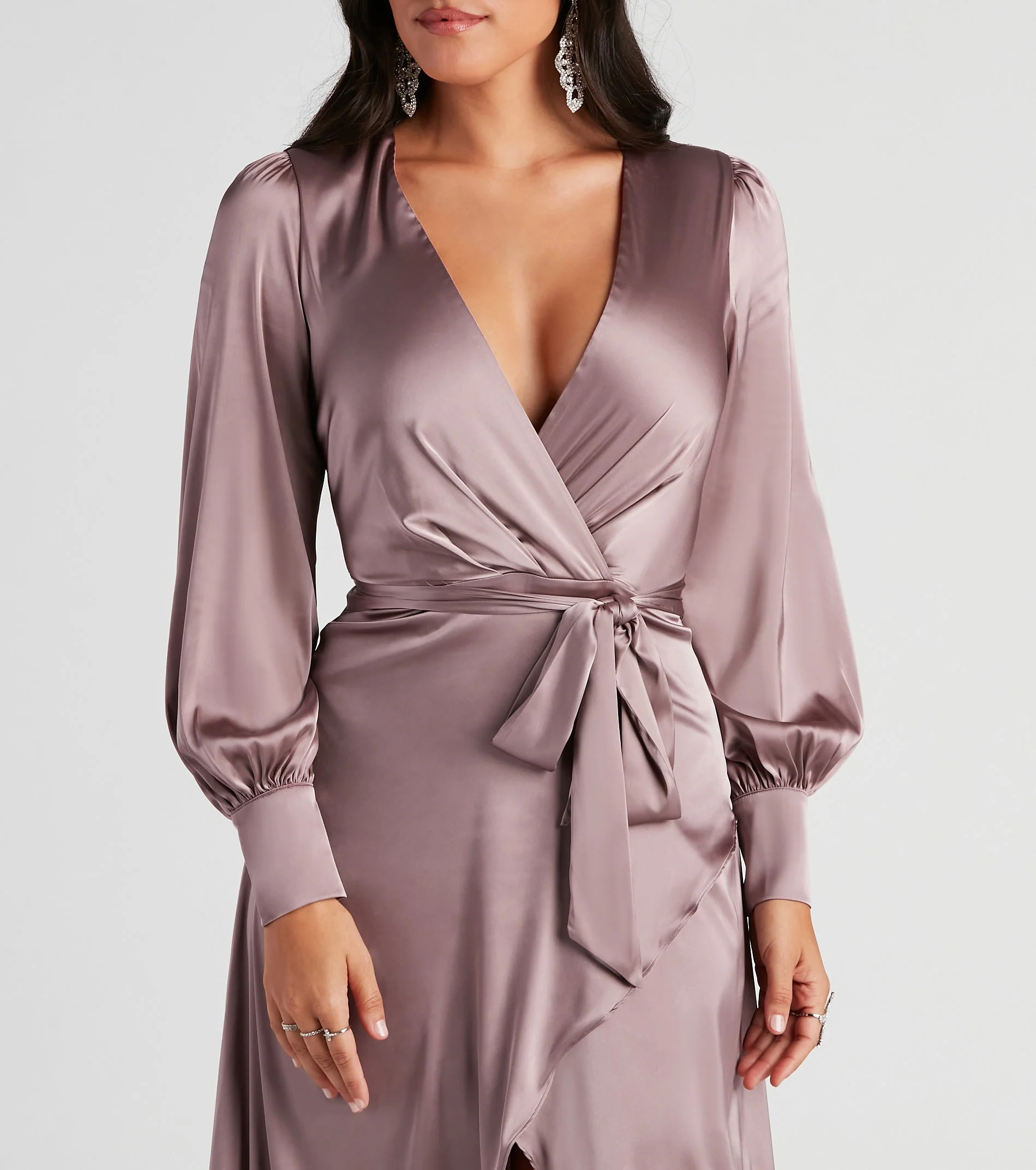Kali Formal Satin Wrap Dress