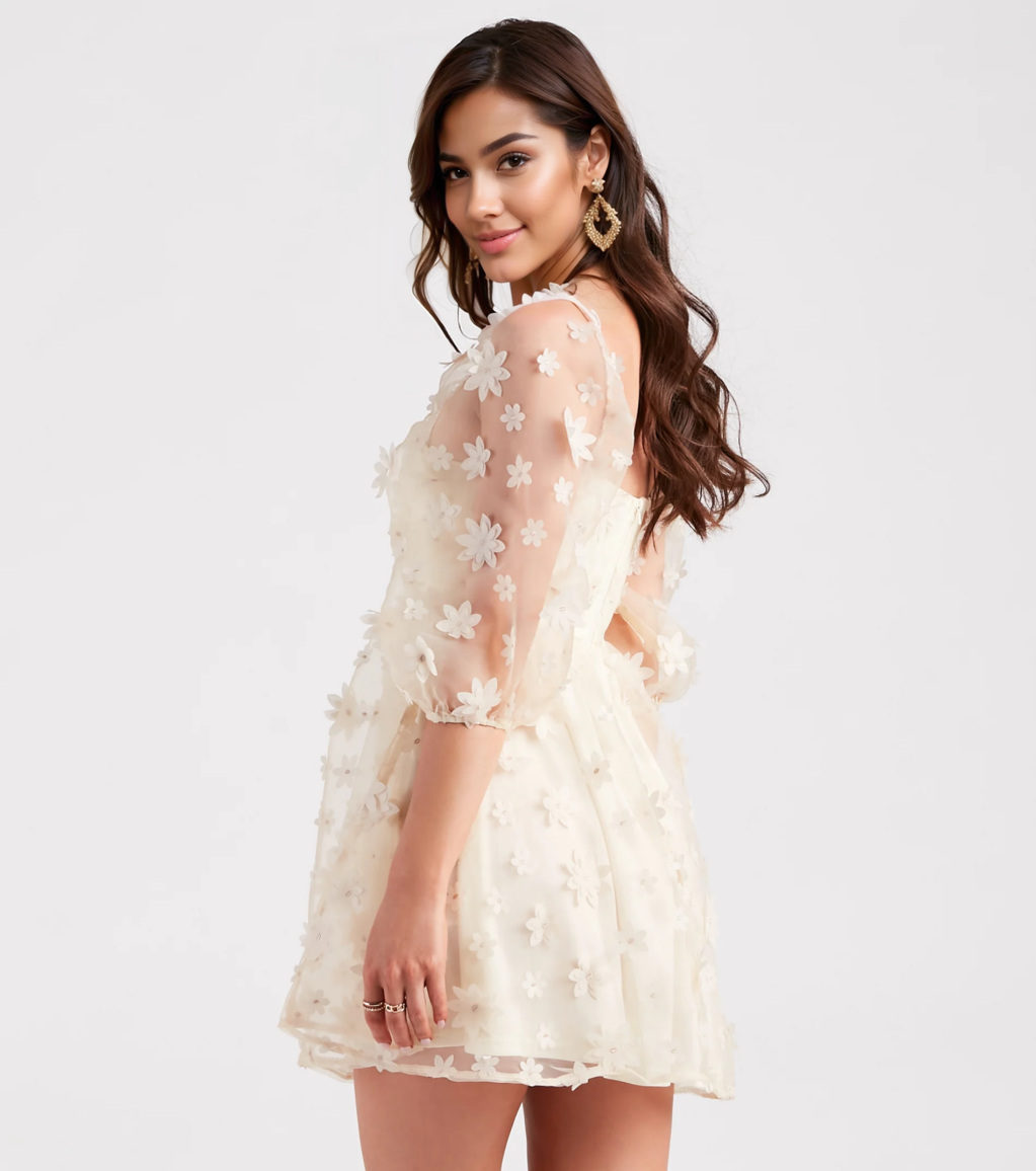 Dreaming Of Daisies Organza Babydoll Dress