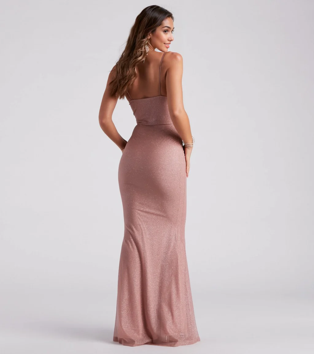 Glitter Mesh Formal Dress